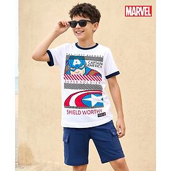 Pine Kids Marvel Single Jersey Knit Half Sleeves T-Shirt & Shorts Set with Avengers Graphic - Multicolor