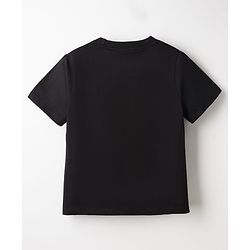 Pine Kids Cotton Knit Half Sleeves T-Shirt with Text Print - Black