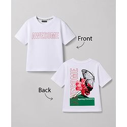 Pine Kids Cotton Knit T-Shirt with Awesome Print White 4-5 Years