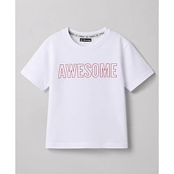 Pine Kids Cotton Knit T-Shirt with Awesome Print White 4-5 Years