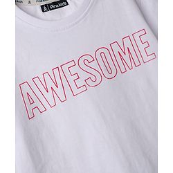 Pine Kids Cotton Knit T-Shirt with Awesome Print White 4-5 Years