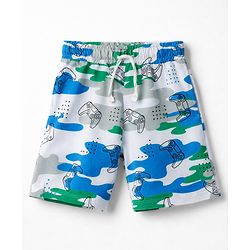 Pine Kids Cotton Knit Sleeveless T-Shirt & Shorts Co-ord Night Suit with Controller & Camouflage Print - White