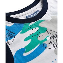 Pine Kids Cotton Knit Sleeveless T-Shirt & Shorts Co-ord Night Suit with Controller & Camouflage Print - White
