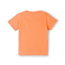 Pine Kids Cotton Knit Half Sleeves Text Printed T-Shirt & Striped Shorts Night Suit - Orange