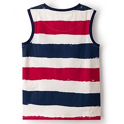Pine Kids Cotton Knit T-Shirt Striped Round Neck Sleeveless Multi Color 4-5 Years