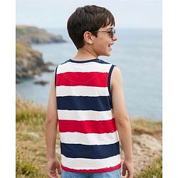 Pine Kids Cotton Knit T-Shirt Striped Round Neck Sleeveless Multi Color 4-5 Years