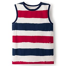 Pine Kids Cotton Knit T-Shirt Striped Round Neck Sleeveless Multi Color 4-5 Years