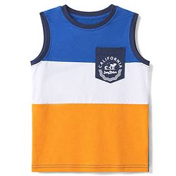 Pine Kids Cotton Knit Sleeveless Tank T-Shirt with Colour Block Design - Multicolour