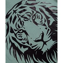 Pine Kids Cotton Knit T-Shirts Tiger Graphic Print Round Neck Half Sleeves Green 4-5 Years