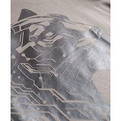 Pine Kids Cotton Knit Half Sleeves Tiger Foil Graphic T-Shirt -Grey