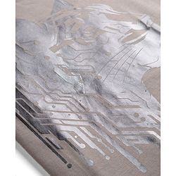 Pine Kids Cotton Knit Half Sleeves Tiger Foil Graphic T-Shirt -Grey