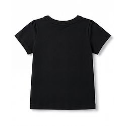 Pine Kids 100% Cotton Knit Half Sleeves Text Printed T-Shirt - Black