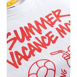Pine Kids Cotton Knit Sleeveless Tank T-Shirt with Vacation Print - White
