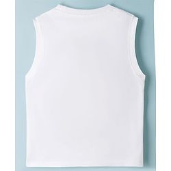 Pine Kids Cotton Knit Sleeveless Tank T-Shirt with Light House Print - White