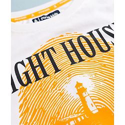 Pine Kids Cotton Knit Sleeveless Tank T-Shirt with Light House Print - White