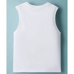 Pine Kids Cotton Knit Sleeveless Tank T-Shirt with Just Ride Print - White