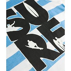 Pine Kids Cotton Knit Sleeveless Striped Tank T-Shirt with Surfing Print - White