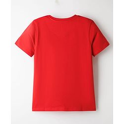 Pine Kids Cotton Knit Half Sleeves T-Shirt With Butterfly Print - Red
