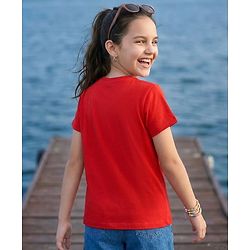 Pine Kids Cotton Knit Half Sleeves T-Shirt With Butterfly Print - Red