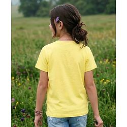 Pine Kids 100% Cotton Knit Half Sleeves Floral Printed T-Shirt - Yellow