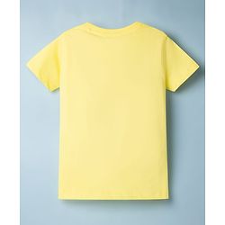 Pine Kids 100% Cotton Knit Half Sleeves Floral Printed T-Shirt - Yellow