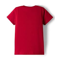 Pine Kids Cotton Knit Half Sleeves T-Shirt With Teddy Bear Print - Red