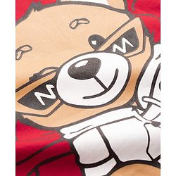 Pine Kids Cotton Knit Half Sleeves T-Shirt With Teddy Bear Print - Red