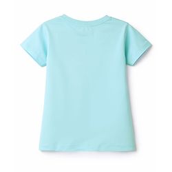 Pine Kids Cotton Knit Half Sleeves T-Shirt with Text Print - Aqua Blue