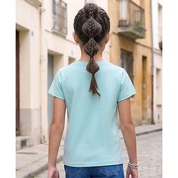 Pine Kids Cotton Knit Half Sleeves T-Shirt with Text Print - Aqua Blue