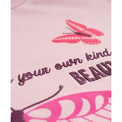 Pine Kids Cotton Knit Half Sleeves T-Shirt & Shorts Night-Suit With Butterfly Print - Pink