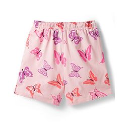 Pine Kids Cotton Knit Half Sleeves T-Shirt & Shorts Night-Suit With Butterfly Print - Pink