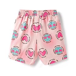 Pine Kids Cotton Knit Half Sleeves Top & Shorts Co-ord Night Suit with Heart Print - Pink