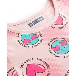 Pine Kids Cotton Knit Half Sleeves Top & Shorts Co-ord Night Suit with Heart Print - Pink
