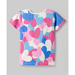Pine Kids Cotton Knit Half Sleeves T-Shirt & Shorts Night-Suit With Heart & Text Print - Multicolor