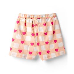 Pine Kids Cotton Knit Half Sleeves  Heart Printed T-Shirt & Shorts Night Suit - Cream