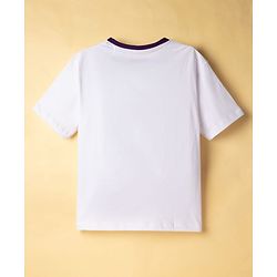 Pine Kids Cotton Knit Half Sleeves T-Shirt With Floral Print - White