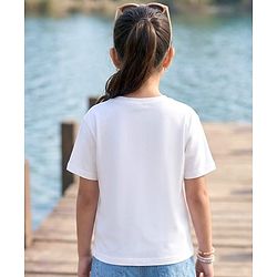 Pine Kids Cotton Knit Drop Shoulder T-Shirt with Tropical Theme Graphic - White