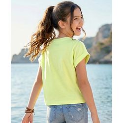 Pine Kids Cotton Knit Half Sleeves T-Shirt With Sunkissed Print - Lime Green