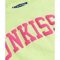Pine Kids Cotton Knit Half Sleeves T-Shirt With Sunkissed Print - Lime Green