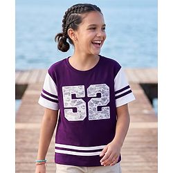 Pine Kids Cotton Knit T-Shirt with Half Sleeves and Round Neck Imperial Purple 4-5 Years