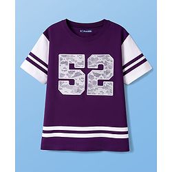 Pine Kids Cotton Knit T-Shirt with Half Sleeves and Round Neck Imperial Purple 4-5 Years