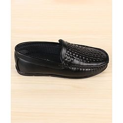 Pine Kids Slip On Solid Colour Loafers - Black