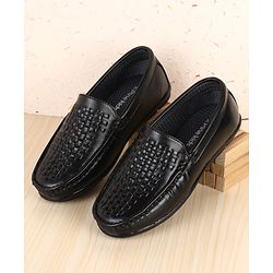 Pine Kids Slip On Solid Colour Loafers - Black