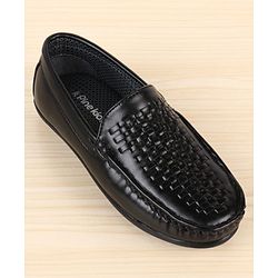 Pine Kids Slip On Solid Colour Loafers - Black