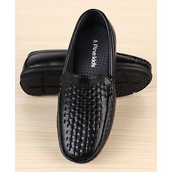 Pine Kids Slip On Solid Colour Loafers - Black