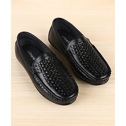 Pine Kids Slip On Solid Colour Loafers - Black