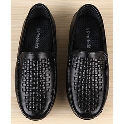 Pine Kids Slip On Solid Colour Loafers - Black