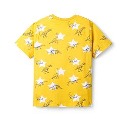 Pine Kids Cotton Knit Half Sleeves T-Shirt & Pyjama Co-ord Night Suit With Dino Print - Yellow