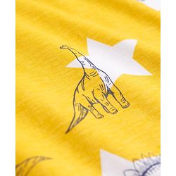 Pine Kids Cotton Knit Half Sleeves T-Shirt & Pyjama Co-ord Night Suit With Dino Print - Yellow