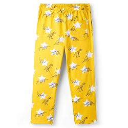 Pine Kids Cotton Knit Half Sleeves T-Shirt & Pyjama Co-ord Night Suit With Dino Print - Yellow